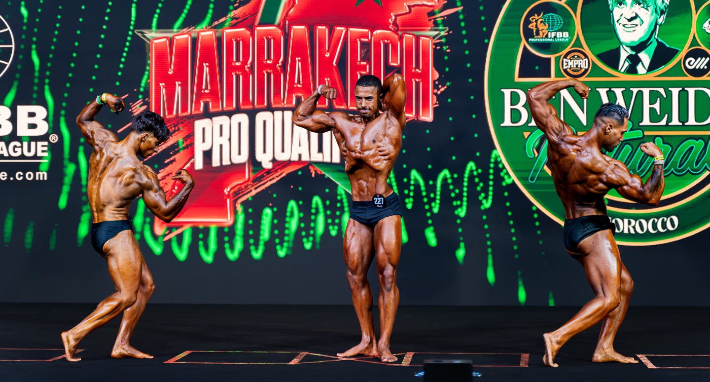 Youness back double biceps pose